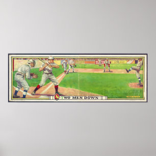 Vintages Baseballspiel mit zwei Männern - unten Poster