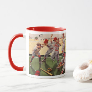 Vintages Baseballsportteam, Boys Roughhousing Tasse