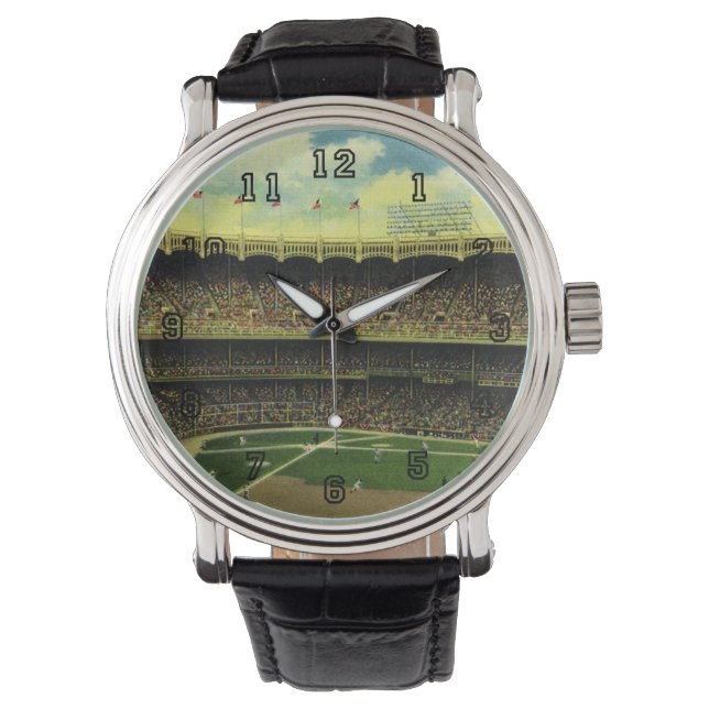 Vintages Baseballstadion Armbanduhr (Vorderseite)