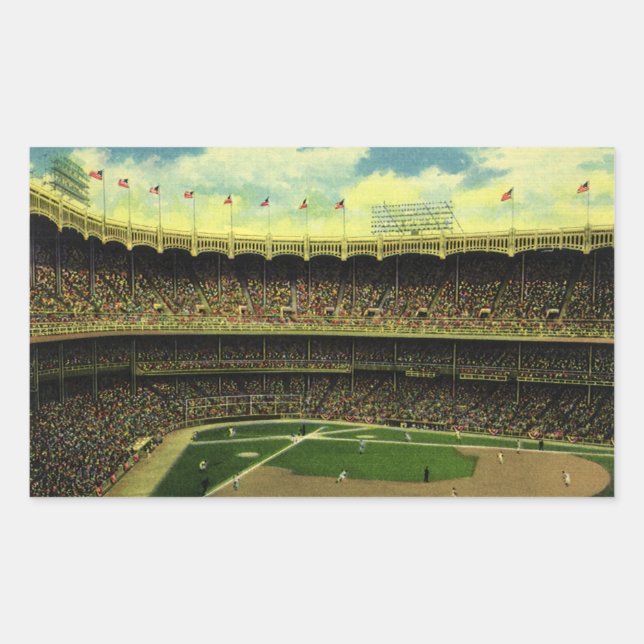 Vintages Baseballstadion Rechteckiger Aufkleber (Vorderseite)
