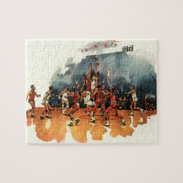 Vintages Basketballspiel, Basketballspieler (Horizontal)