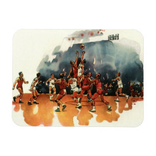 Vintages Basketballspiel, Basketballspieler Magnet
