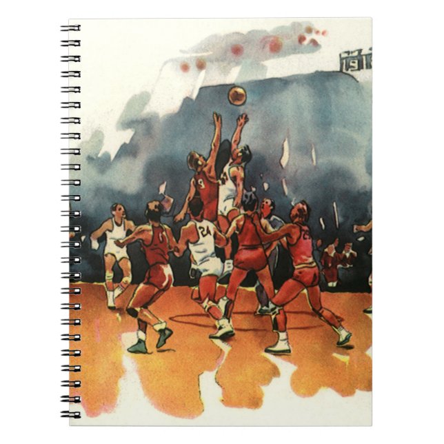 Vintages Basketballspiel, Basketballspieler Notizblock (Vorderseite)