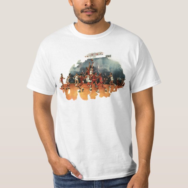 Vintages Basketballspiel, Basketballspieler T-Shirt (Vorderseite)