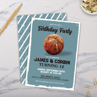 Vintages Basketballthema Geburtstag Party anzeigen Einladung