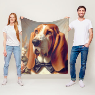 Vintages Basset-Hound-Gemälde Fleecedecke