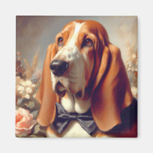 Vintages Basset-Hound-Gemälde Magnet
