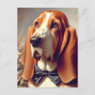 Vintages Basset-Hound-Gemälde Postkarte