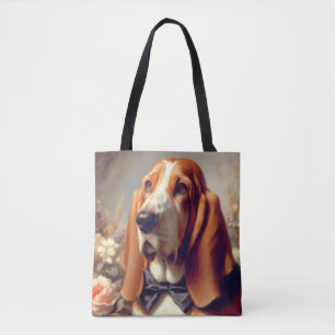 Vintages Basset-Hound-Gemälde Tasche