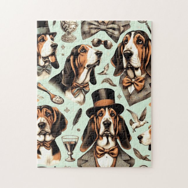 Vintages Basset Hound nahtlos (Vertikal)