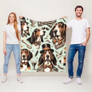 Vintages Basset Hound nahtlos Fleecedecke