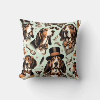 Vintages Basset Hound nahtlos Kissen