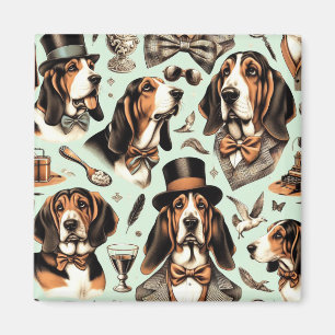 Vintages Basset Hound nahtlos Magnet