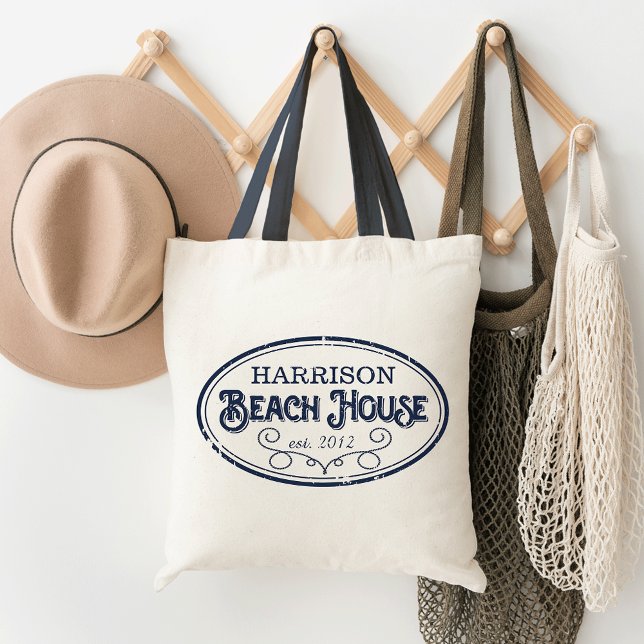 Vintages Beach House Personalisiert Tragetasche (Von Creator hochgeladen)