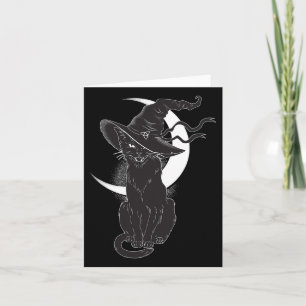 Vintages Beängstigendes Halloween-Katzenkostüm Hex Karte