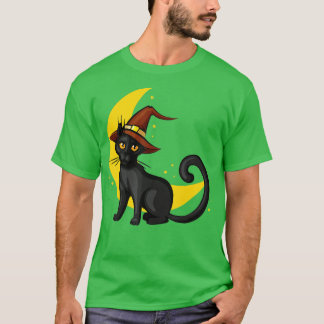 Vintages Beängstigendes Halloween-Katzenkostüm Hex T-Shirt