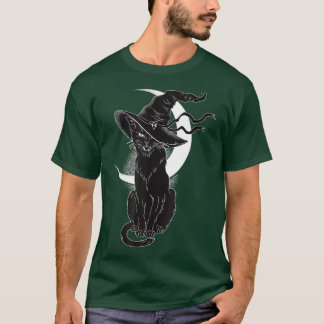Vintages Beängstigendes Halloween-Katzenkostüm Hex T-Shirt