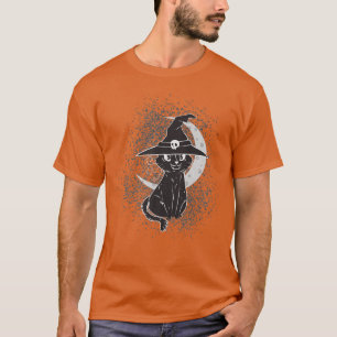 Vintages Beängstigendes Halloween-Katzenkostüm Hex T-Shirt