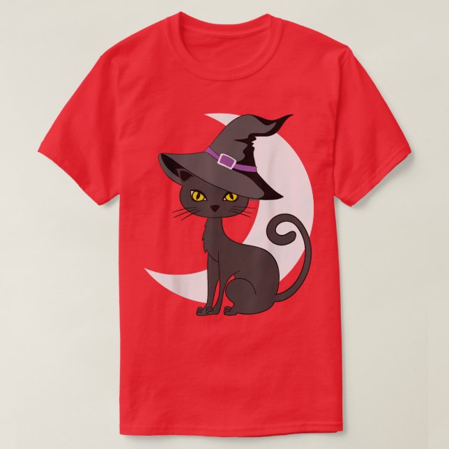 Vintages Beängstigendes Halloween-Katzenkostüm Hex T-Shirt (Design vorne)