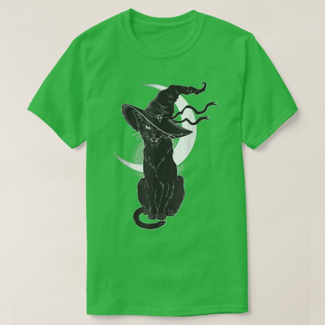 Vintages Beängstigendes Halloween-Katzenkostüm Hex T-Shirt (Design vorne)