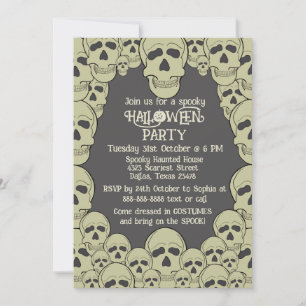 Vintages Beängstigendes SchädelHalloween-Party Ein Einladung