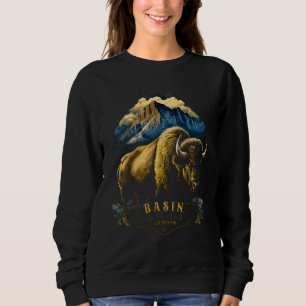 Vintages Becken Wyoming Mountains Bison Western Sweatshirt