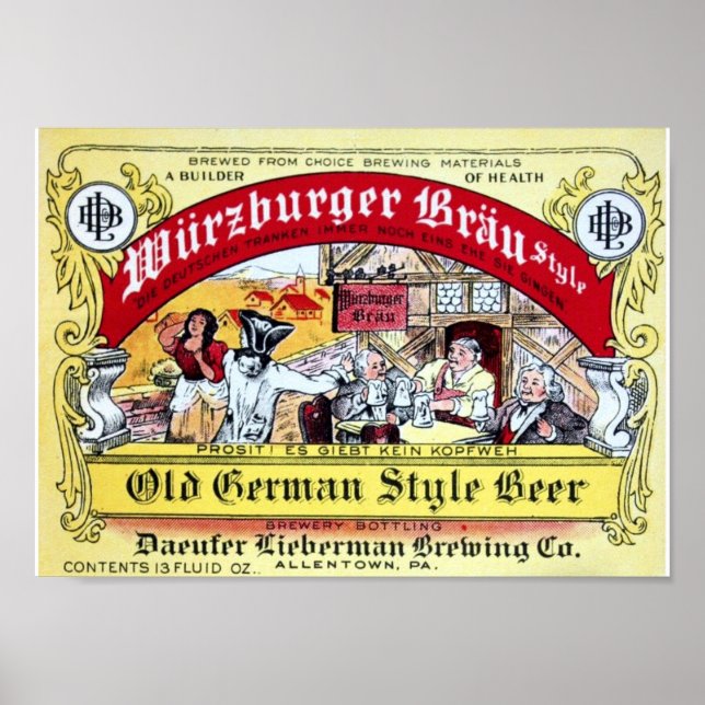 Vintages Beer-Label 1935 Daeufer-Lieberman Poster (Vorne)