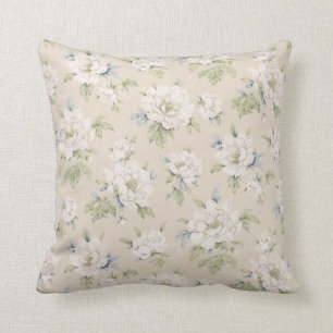 Vintages beige Blumenkissen Kissen