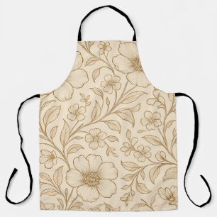 Vintages Beige Blumenmuster Schürze