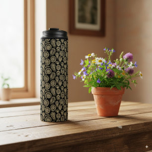 Vintages beige-fossiles Trilobit-Ammoniak-Muster Thermosbecher