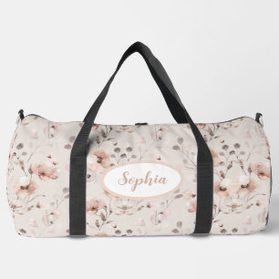 Vintages Beige-Rosa-Muster Duffle Bag