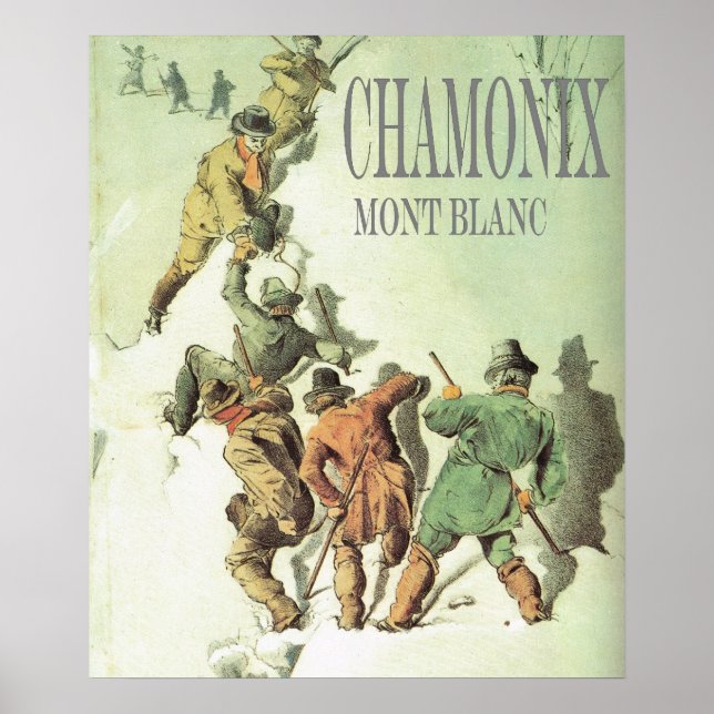 Vintages Bergsteigen, Klettern Berg Blanc Poster (Vorne)