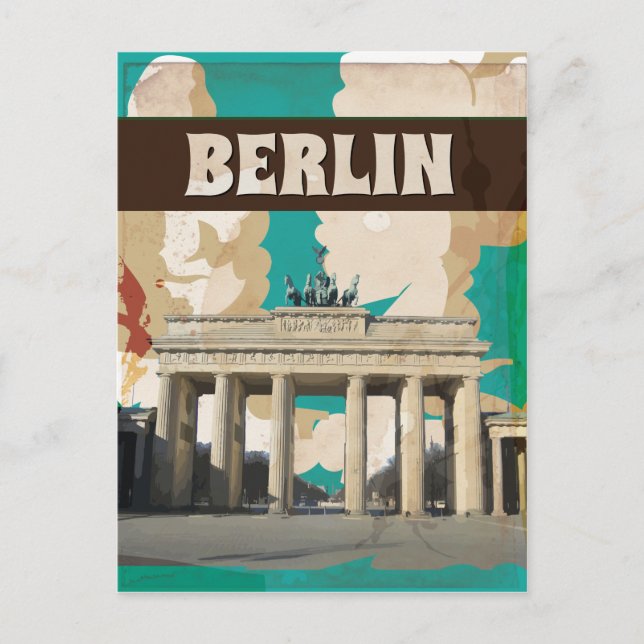 Vintages Berlin Travel Poster Postkarte (Vorderseite)