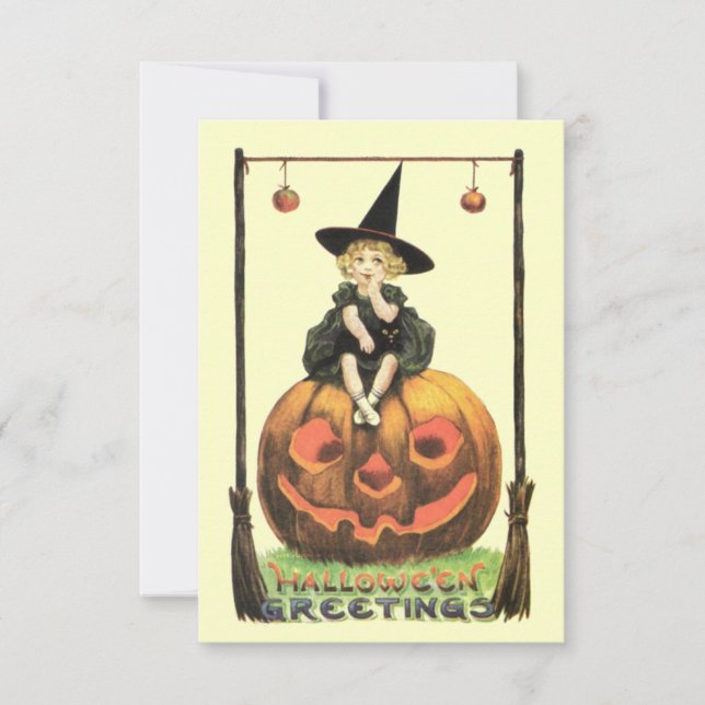 Vintages bezauberndes Halloween Einladung (Vorderseite)