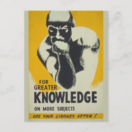 Vintages Bibliothekposter Denker Statue Librarian Postkarte