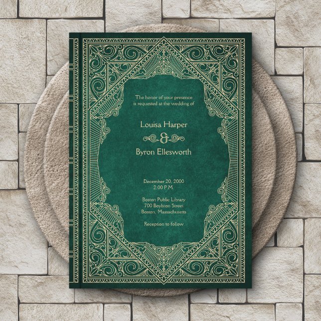 Vintages Bibliotheksbuch Einladung (Von Creator hochgeladen)