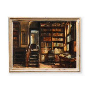 Vintages Bibliothekspenster Viktorianisch Stillleb Poster