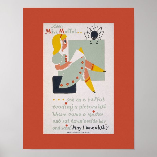 Vintages Bibliotheksposter Miss Muffett Poster (Vorne)