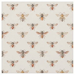 Vintages Bienen-Illustrations-Muster Stoff