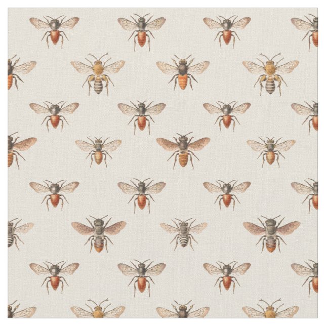 Vintages Bienen-Illustrations-Muster Stoff (Nahaufnahme)