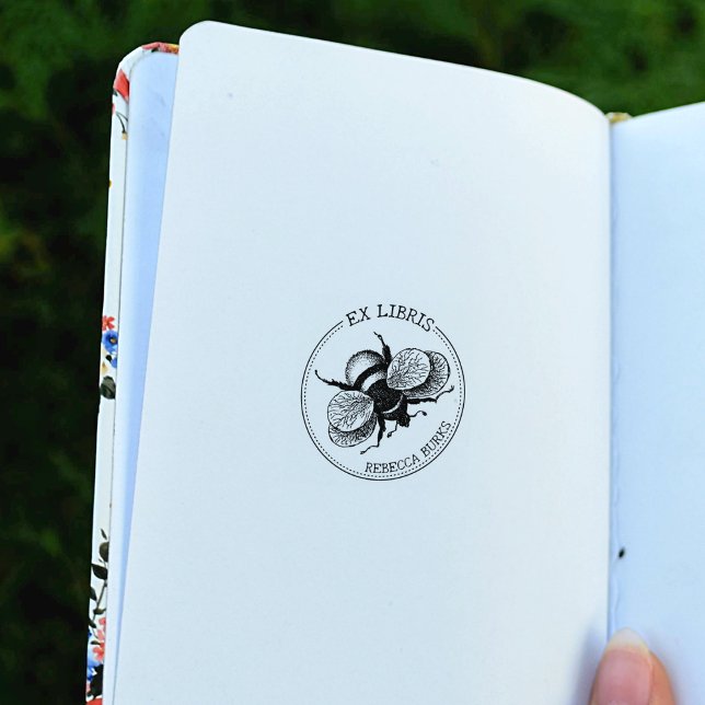 Vintages Bienenbuch x Libris Gummistempel (Von Creator hochgeladen)