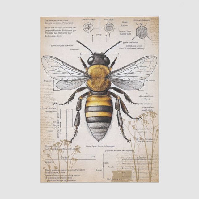 Vintages Bienendiagramm Seidenpapier (Vorderseite)