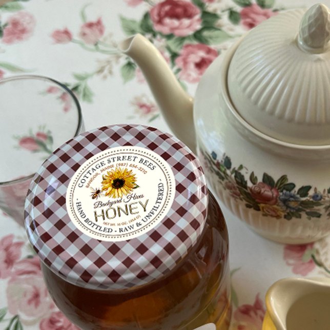 Vintages Bienenhonigetikett Handflasche Roh Runder Aufkleber (Von Creator hochgeladen)