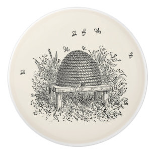 Vintages Bienenstockwerk mit Honigbienen Keramikknauf