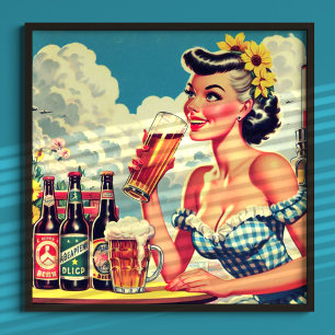 Vintages Bier-Button Poster