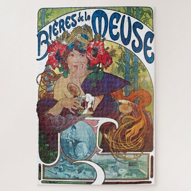 Vintages Bier Jugendstil Alphonse Mucha (Vertikal)