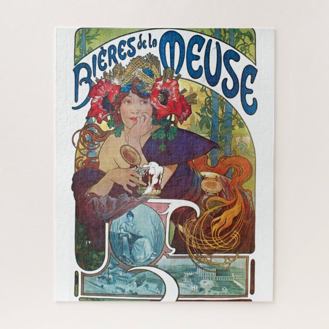 Vintages Bier Jugendstil Alphonse Mucha (Vertikal)