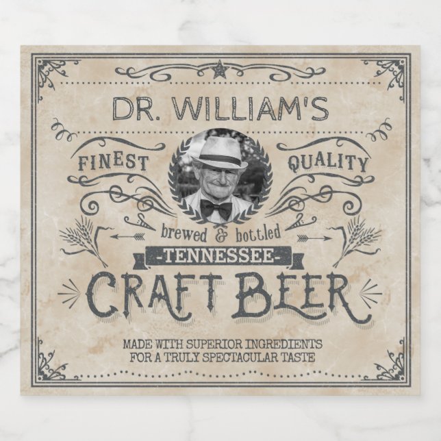 Vintages Bierbrauer-Foto Bierflaschenetikett (Einzelnes Label)
