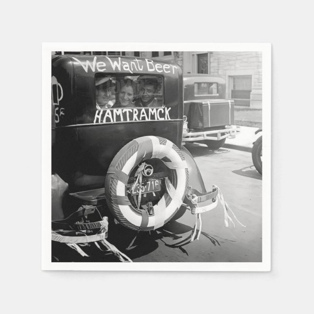 Vintages Bierverbot, Wir Wollte Bier Serviette (Vorderseite)