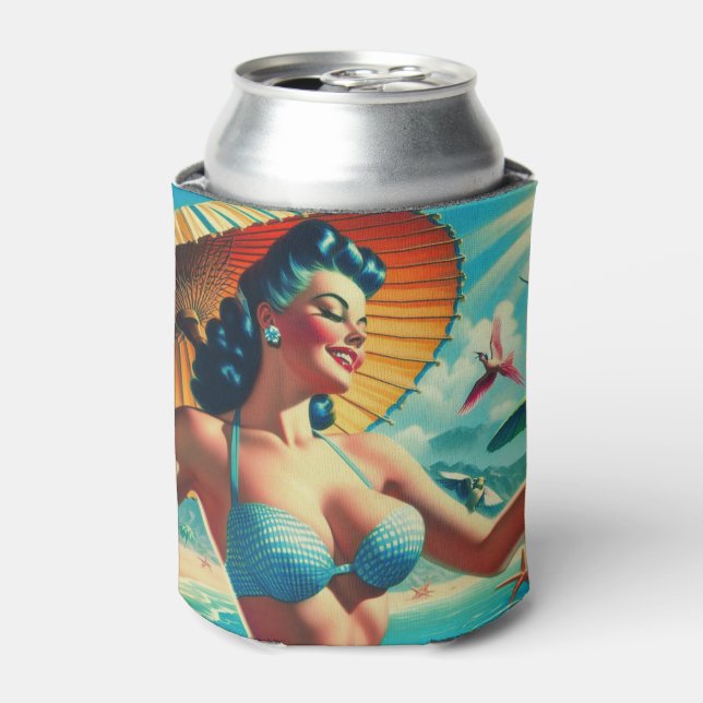 Vintages Bikini-Button Dosenkühler (Kanne Vorderseite)